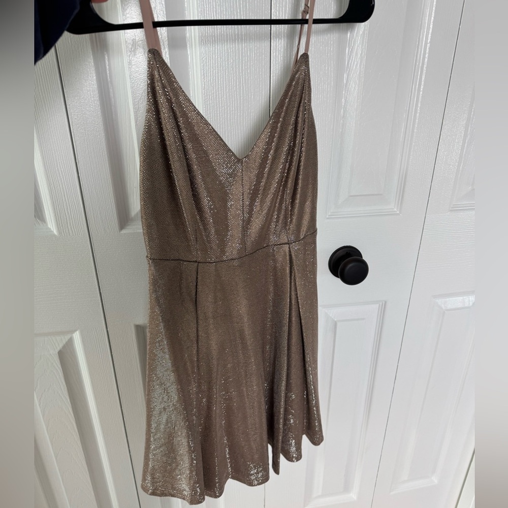 Lulu's Shimmering Gold Mini Dress